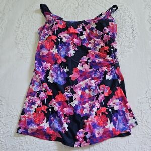 New Mazu Swim one piece swimsuit swim dress size 24W blue floral